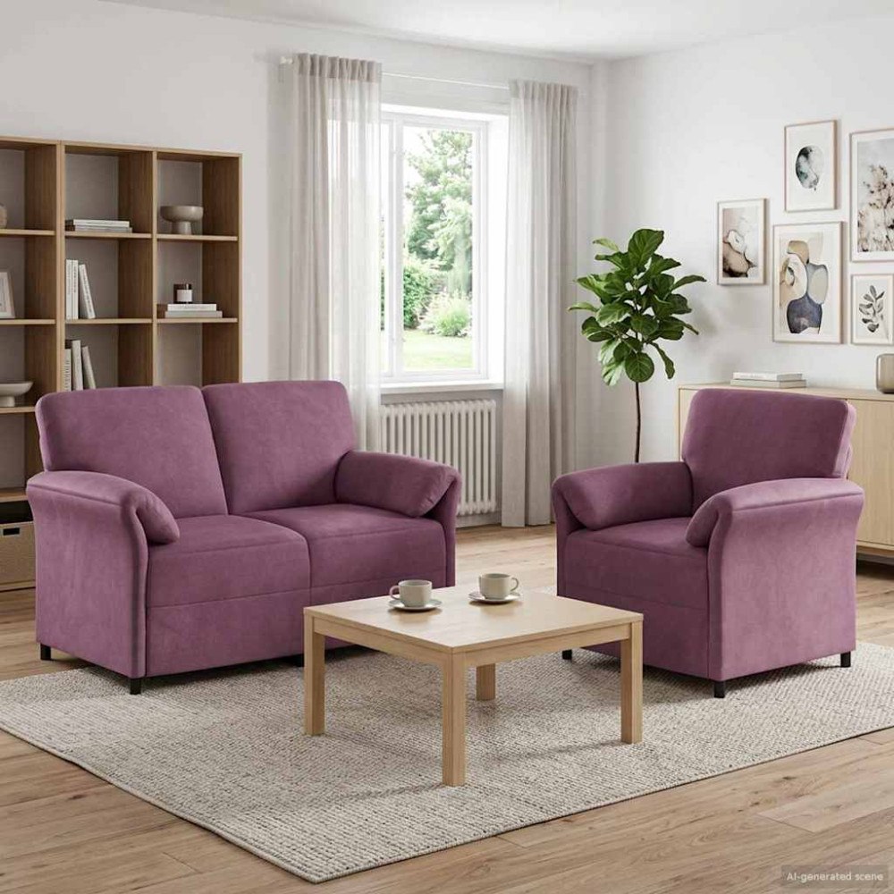 vidaXL Soffset 2 st Lila Sammet