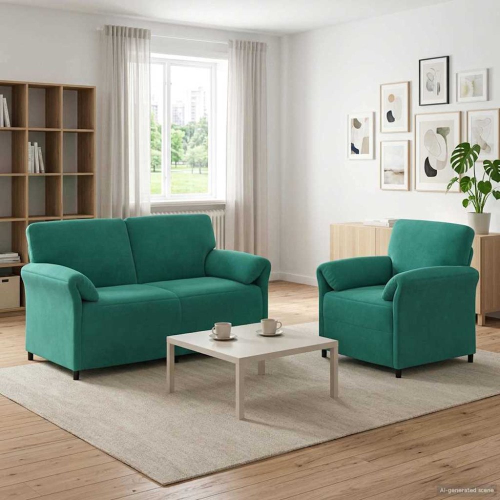 vidaXL Soffset 2 st Turkos Sammet