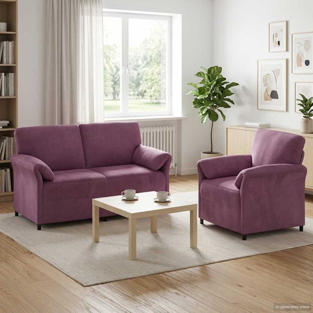 vidaXL Soffset 2 st Lila Sammet
