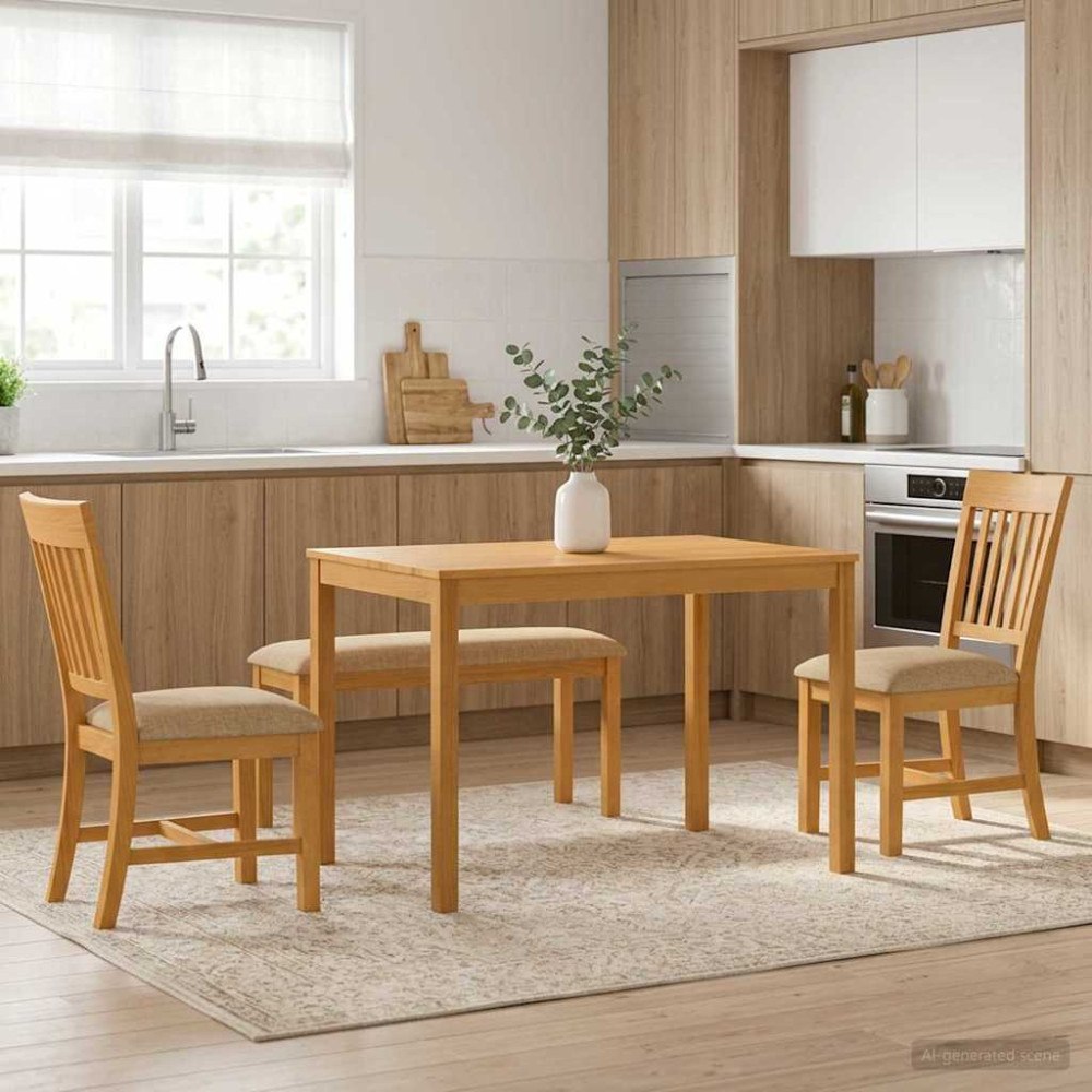 vidaXL Matgrupp 4 st Beige Massivt Ekträ