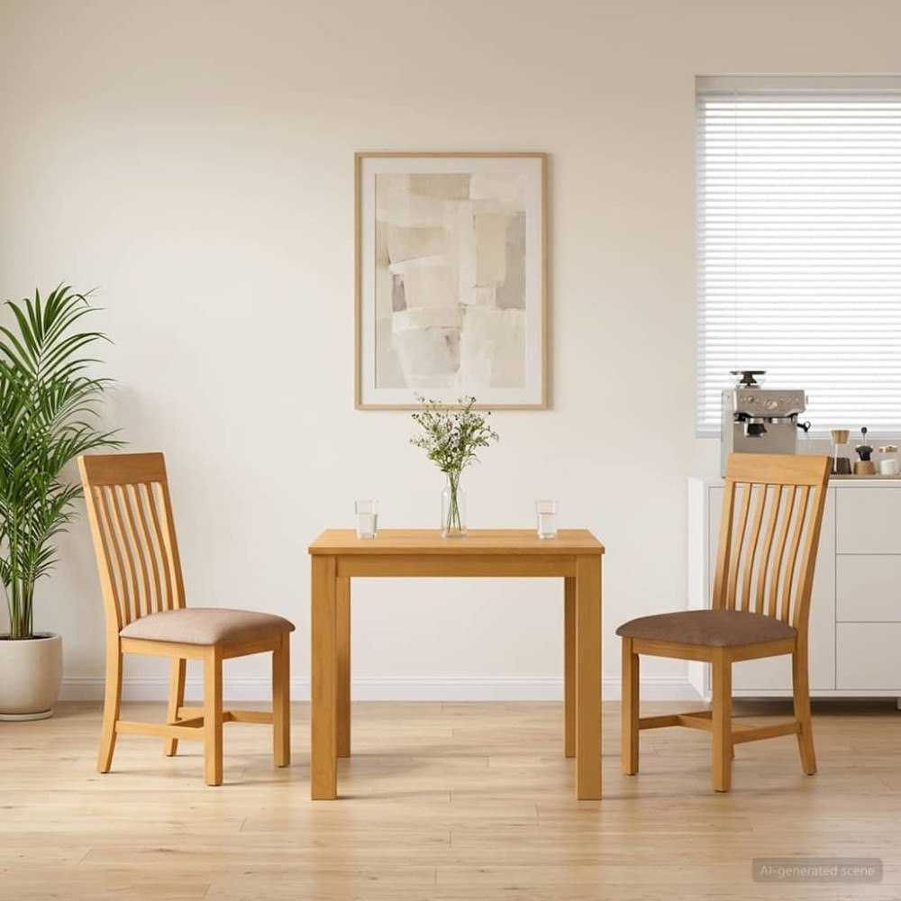 vidaXL Matgrupp RIJSWIJK 3 st Grå 90 x 90 x 75 cm Massivt Ekträ