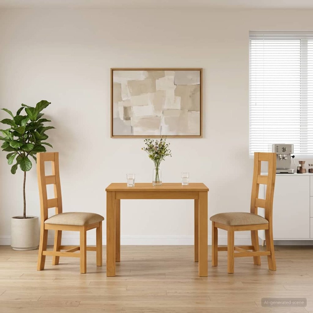 vidaXL Matgrupp 3 st Beige Massivt Ekträ