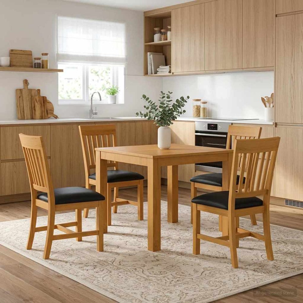 vidaXL Matgrupp 5 st Svart Massivt Ekträ