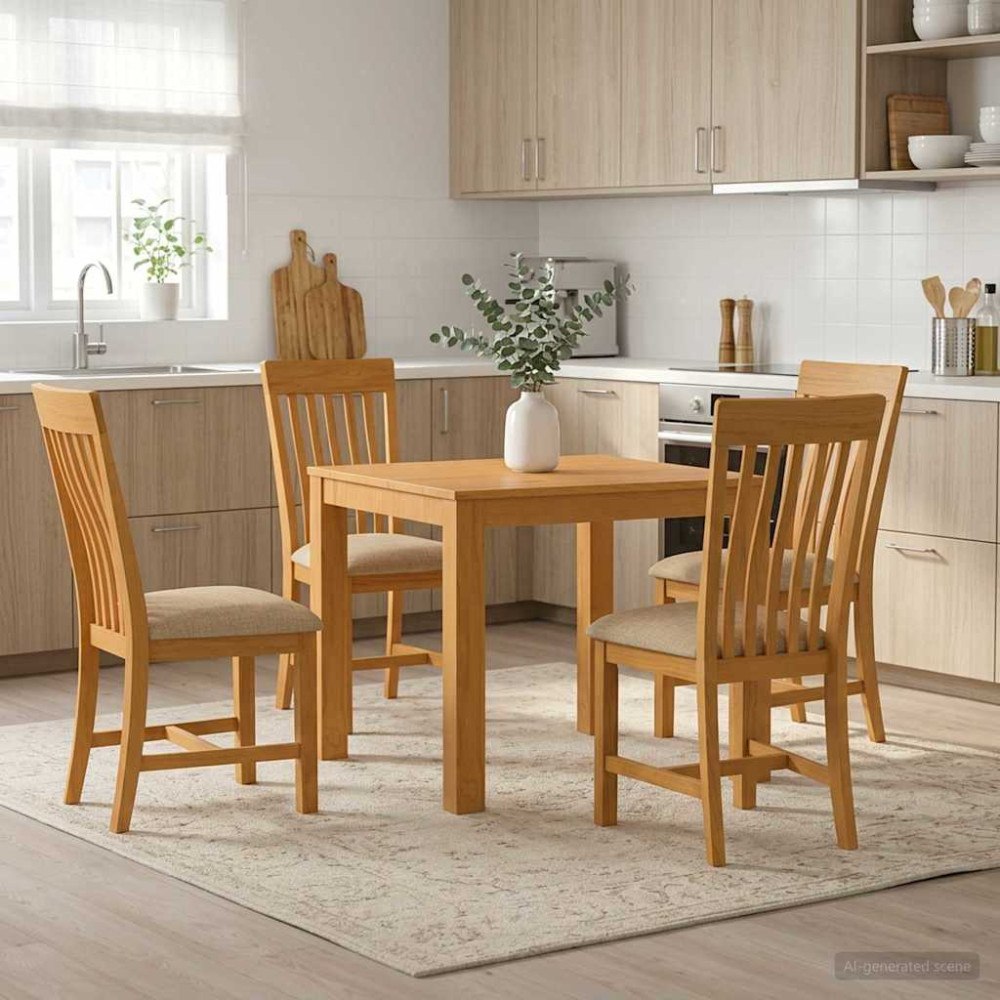 vidaXL Matgrupp 5 st Beige Massivt Ekträ