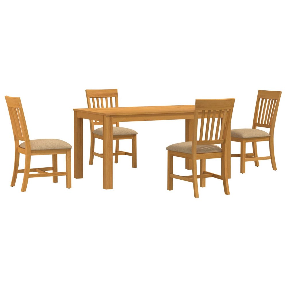 vidaXL Matgrupp 5 st Beige Massivt Ekträ
