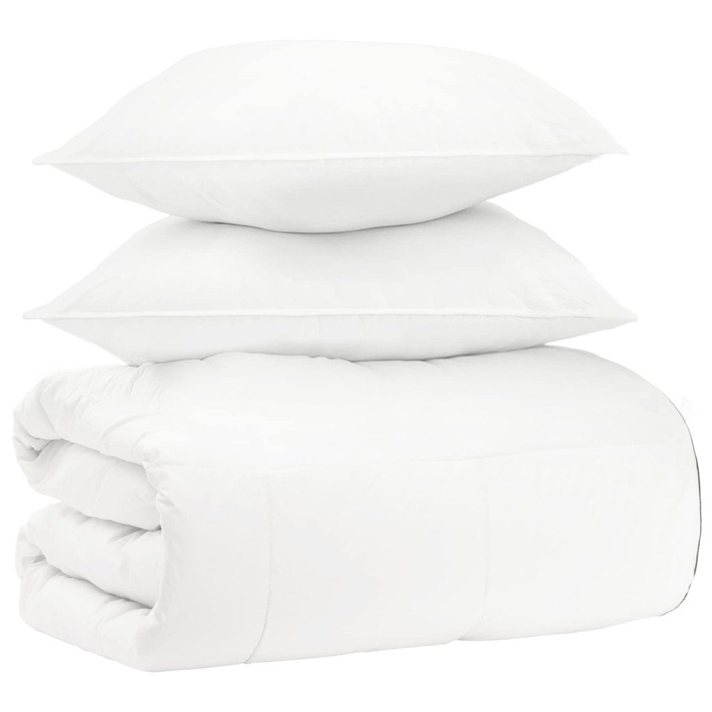 vidaXL Täckeset 3 st Vit Bambu