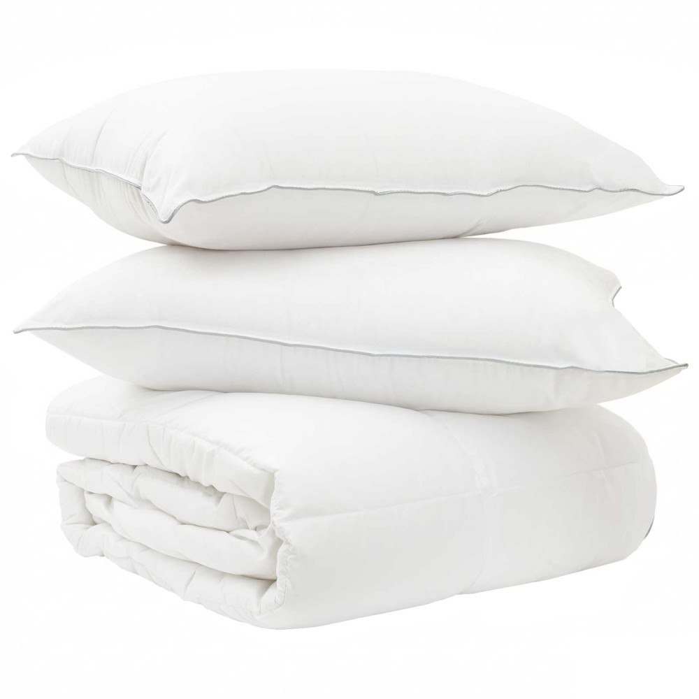 vidaXL Duntäcke och Kuddset 3 st 200 x 240 cm Vinter 1200 g/pc Vit