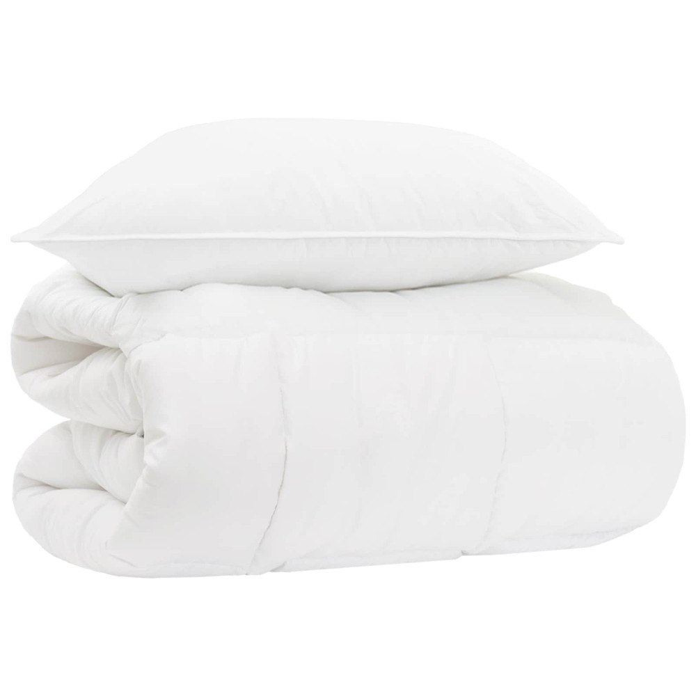 vidaXL Duntäcke och Kuddset 2 st Vit Bambufiber