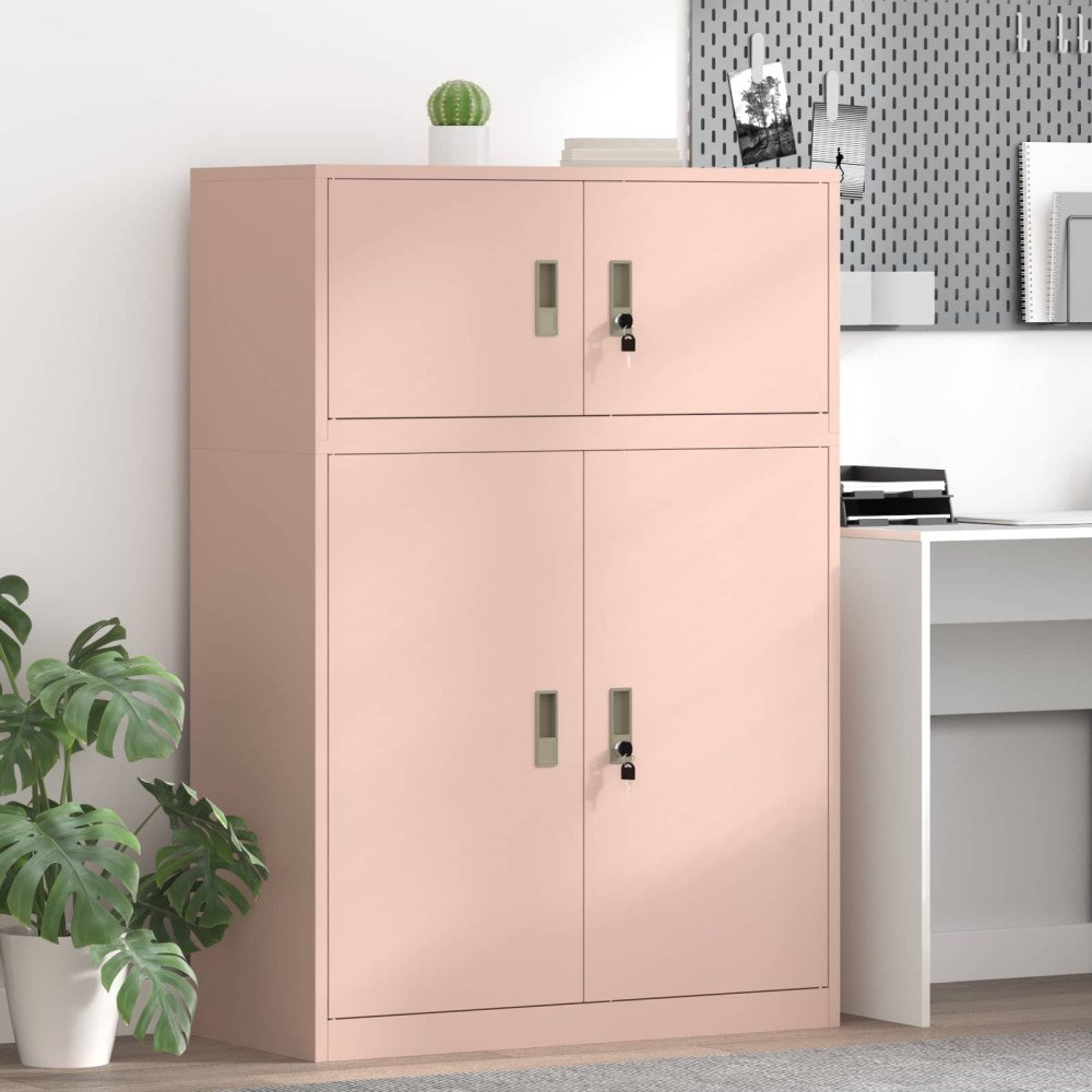 vidaXL Förvaringsskåp 2 st Rosa 90 x 40 x 130 cm Stål Låsbar