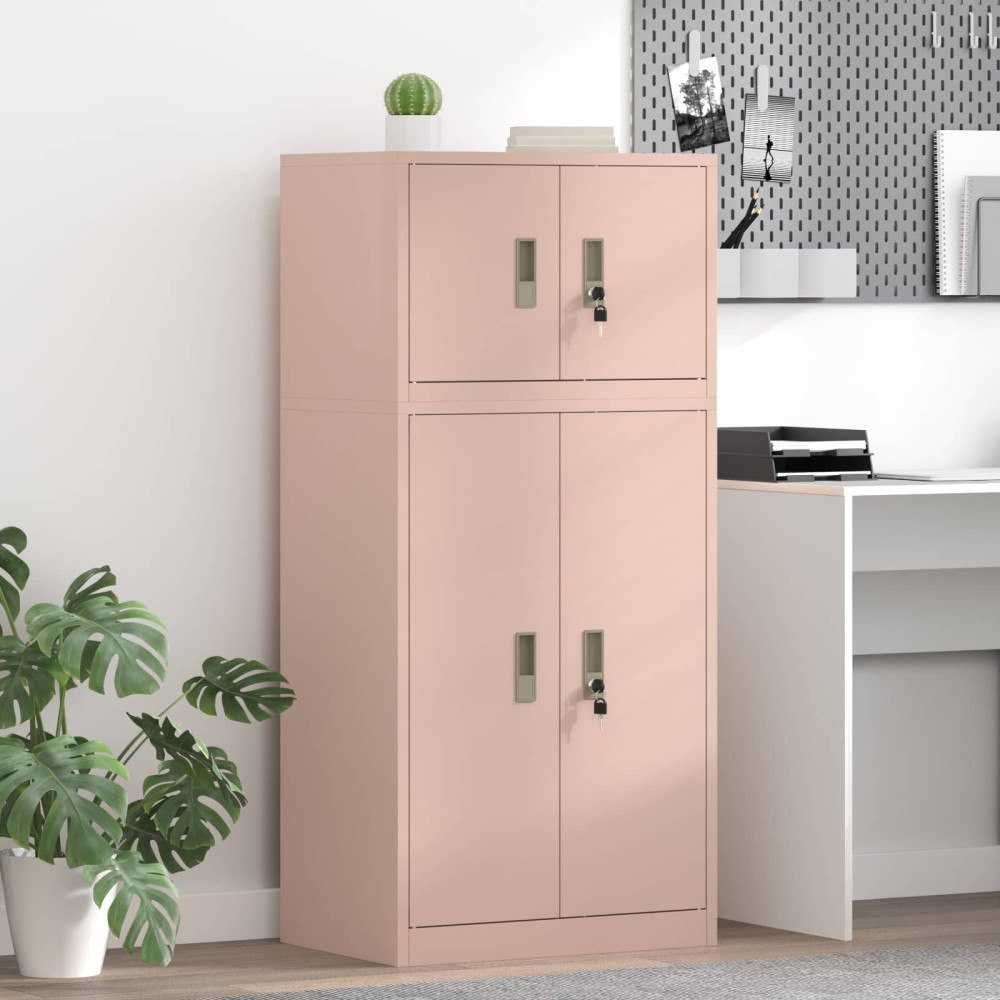 vidaXL Förvaringsskåp 2 st Rosa 60 x 40 x 130 cm Stål Låsbar
