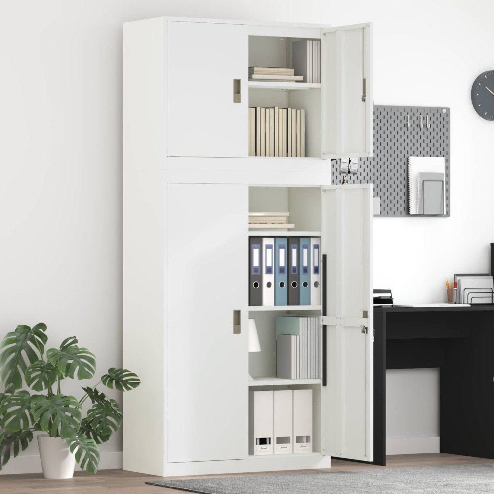 vidaXL Förvaringsskåp 2 st Vit 90 x 40 x 210 cm Stål Låsbar