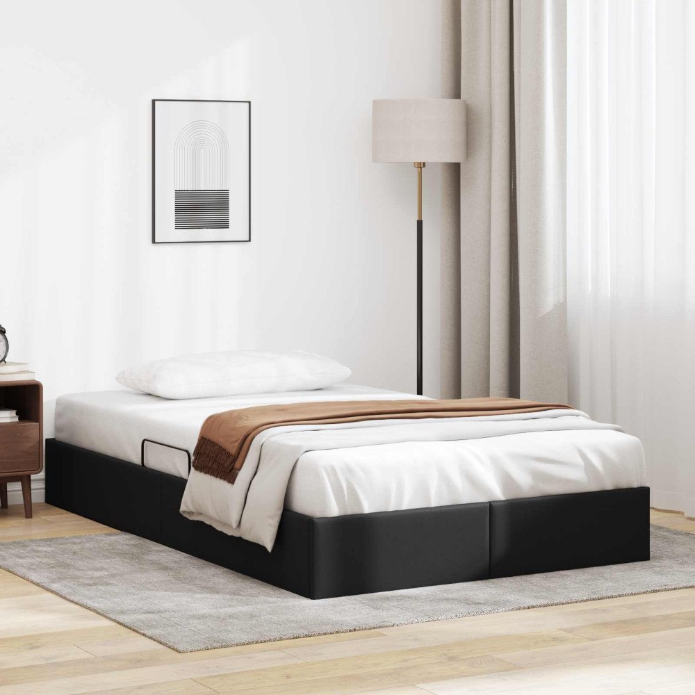 vidaXL Ottoman Sängram med lagring Svart 120 x 190 cm Konstläder