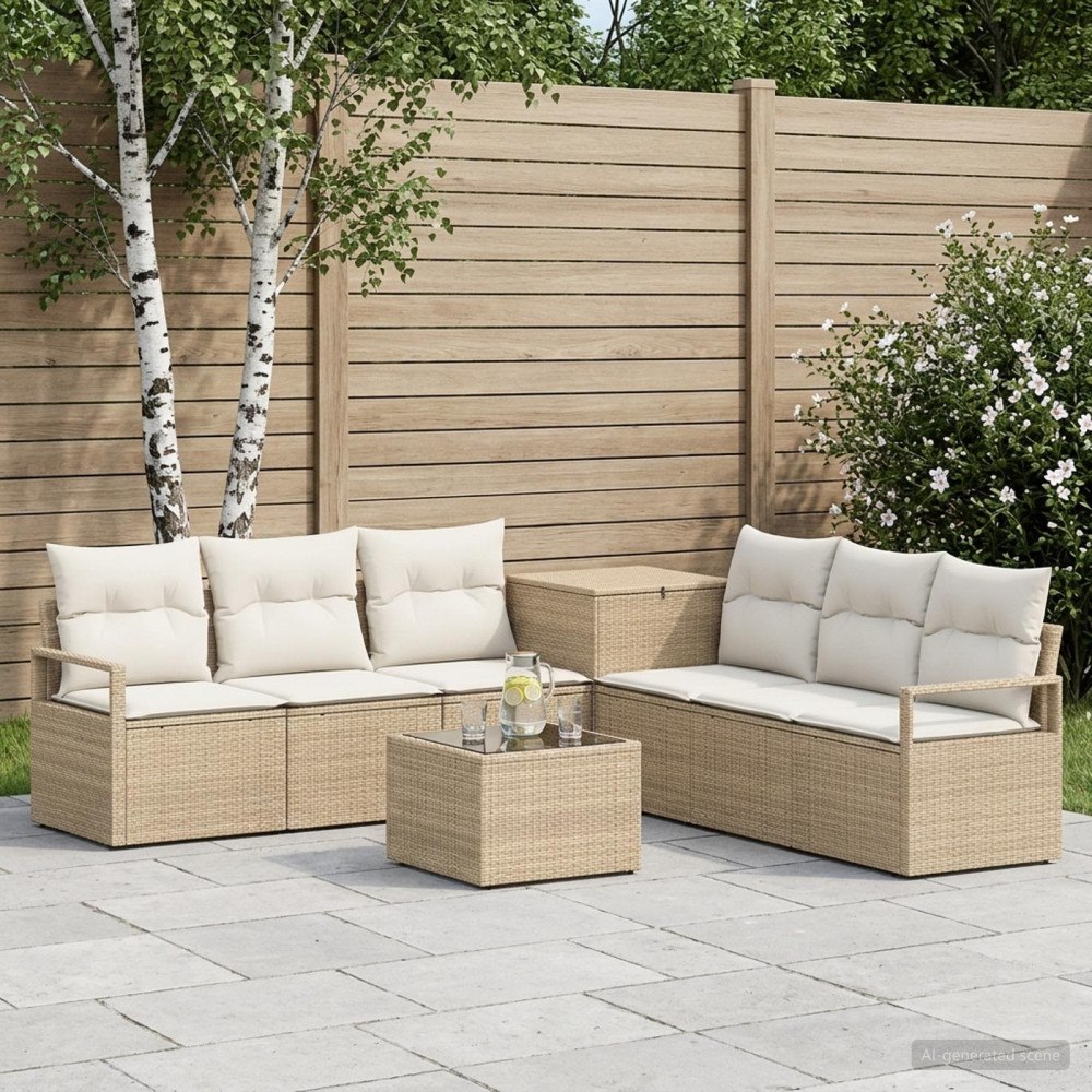 vidaXL Soffset 8 st Beige och krämvit Poly Rattan och stål
