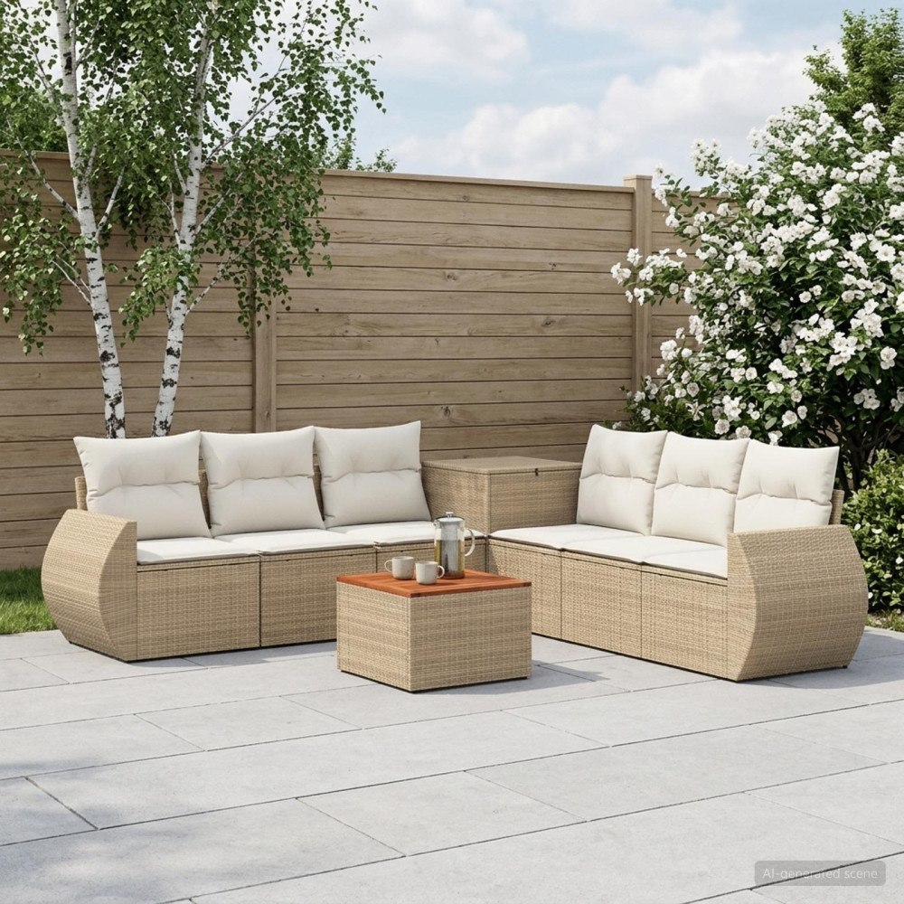 vidaXL Soffset 8 st Beige och krämvit Poly Rattan och stål