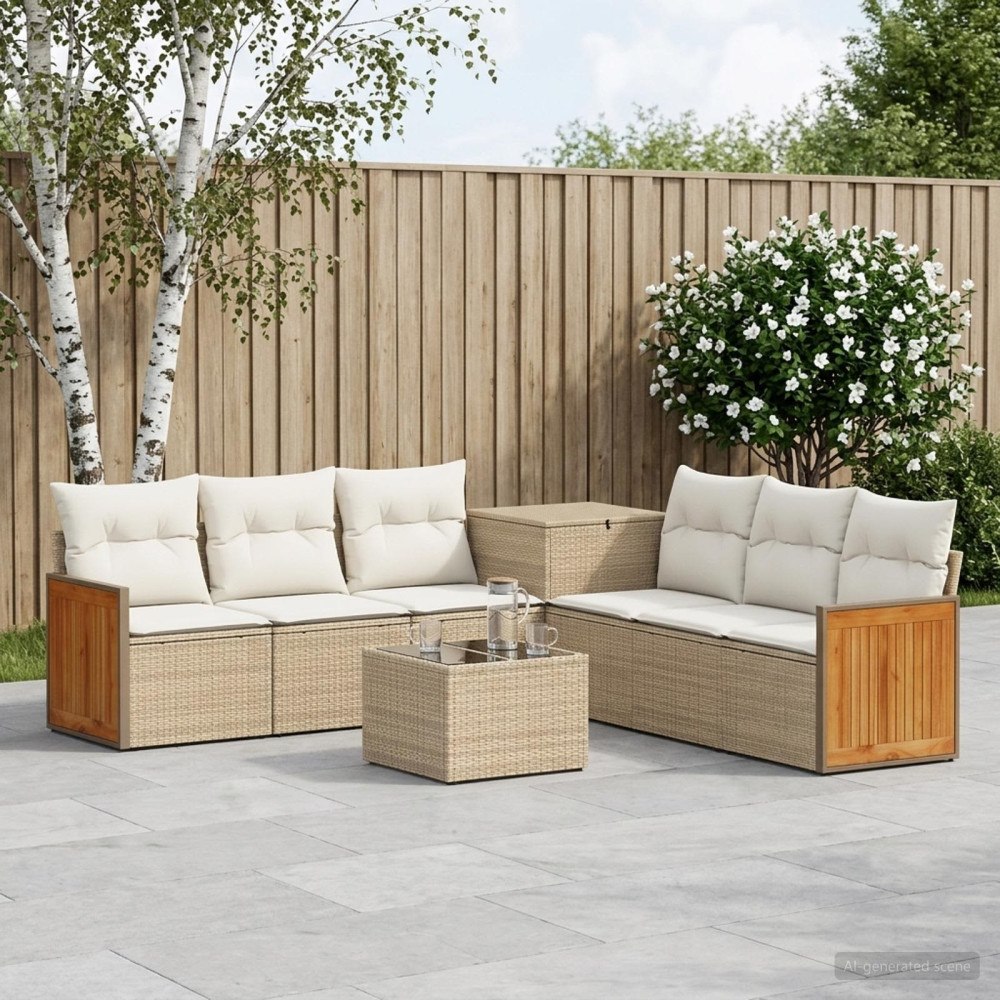 vidaXL Soffset 8 st Beige och krämvit Poly Rattan och stål