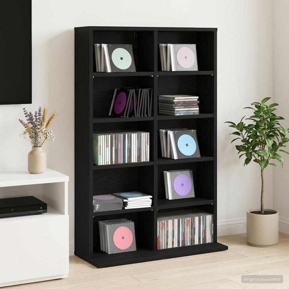 vidaXL CD Skåp Svart ek 65 x 23,5 x 97,5 cm Konstruerat trä