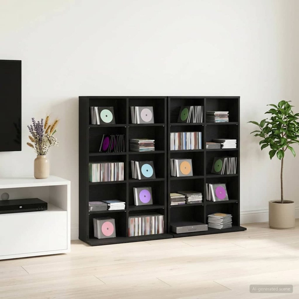 vidaXL CD Skåp 2 st Svart ek 65 x 23,5 x 97,5 cm Konstruerat trä