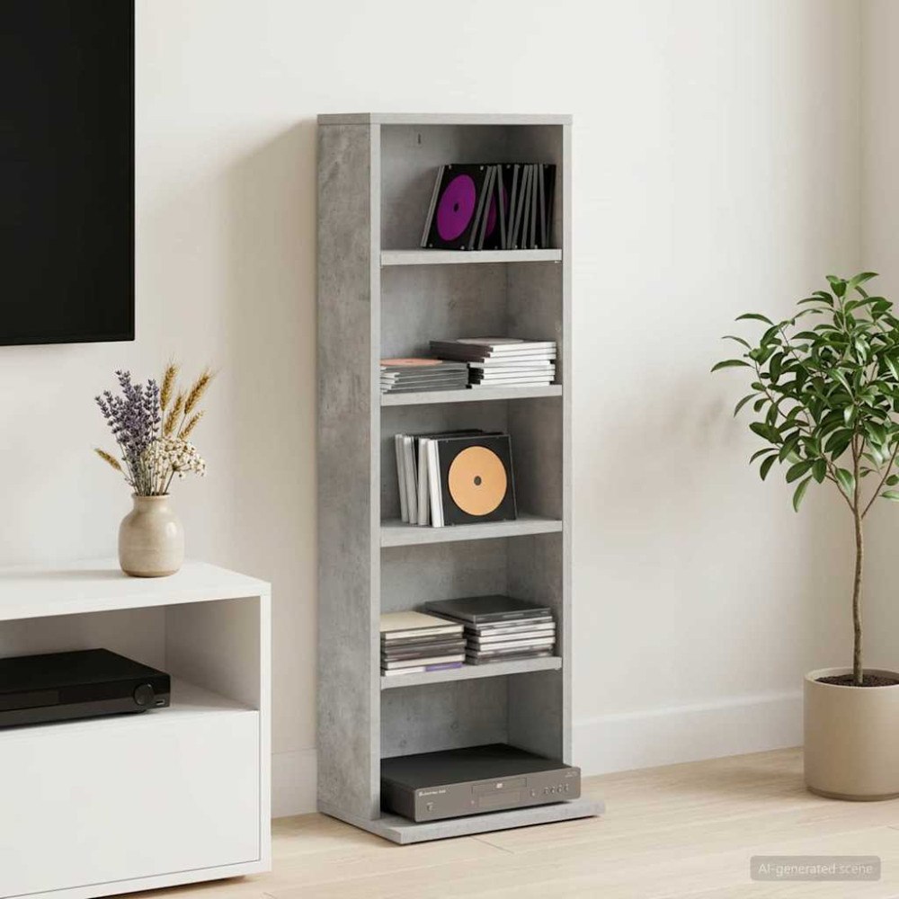 vidaXL CD Skåp Betonggrå 33 x 23,5 x 97,5 cm Konstruerat trä