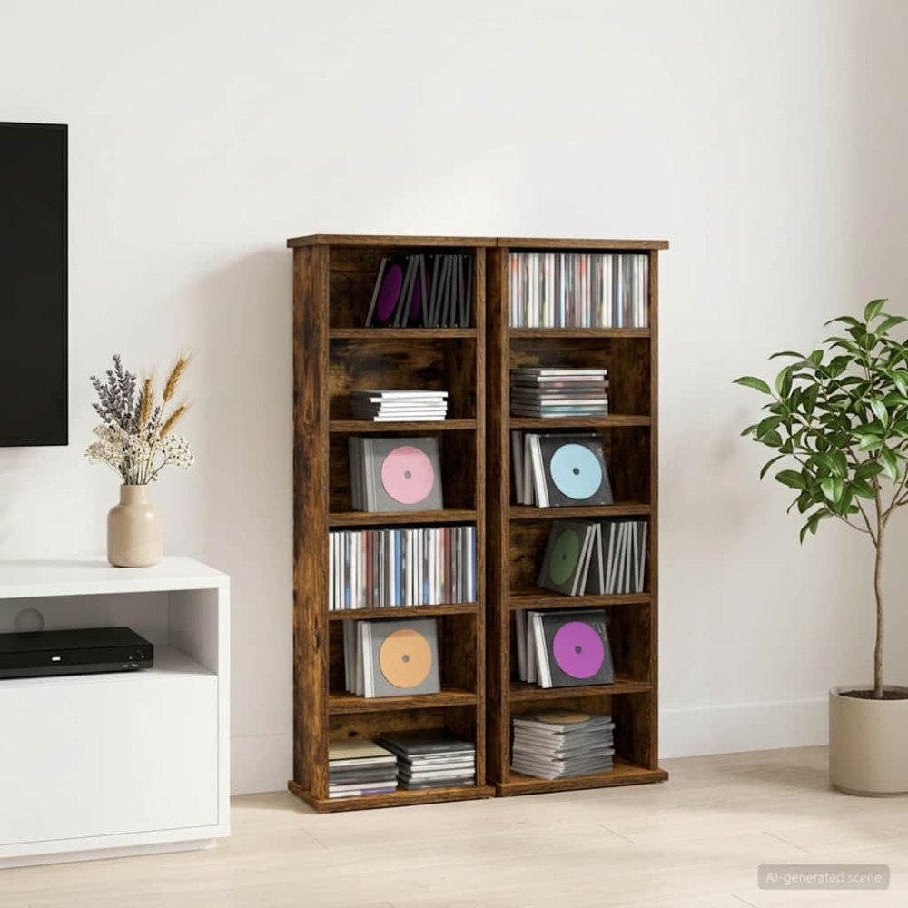 vidaXL CD Skåp 2 st Rökt ek 60 x 17 x 92 cm Konstruerat trä