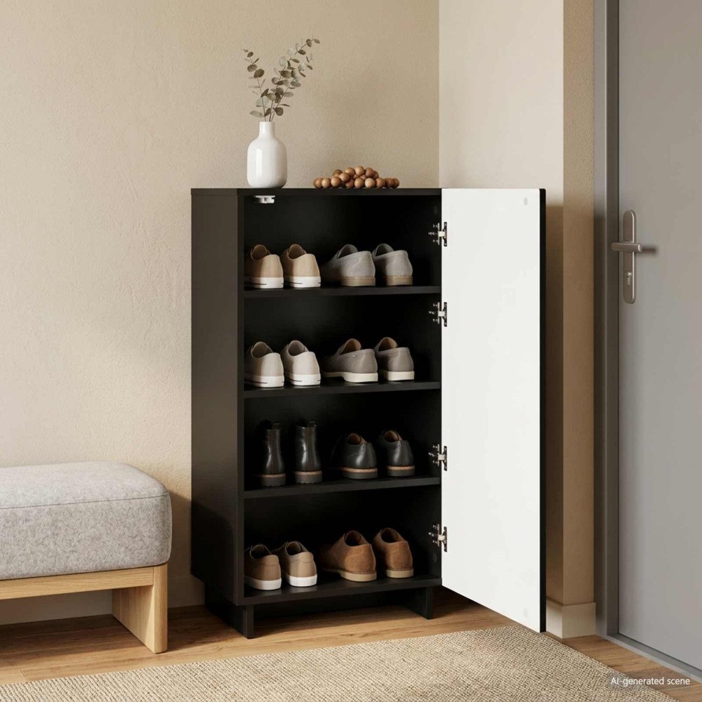 vidaXL Skoskåp 48 x 38 x 87,5 cm Konstruerat trä Svart