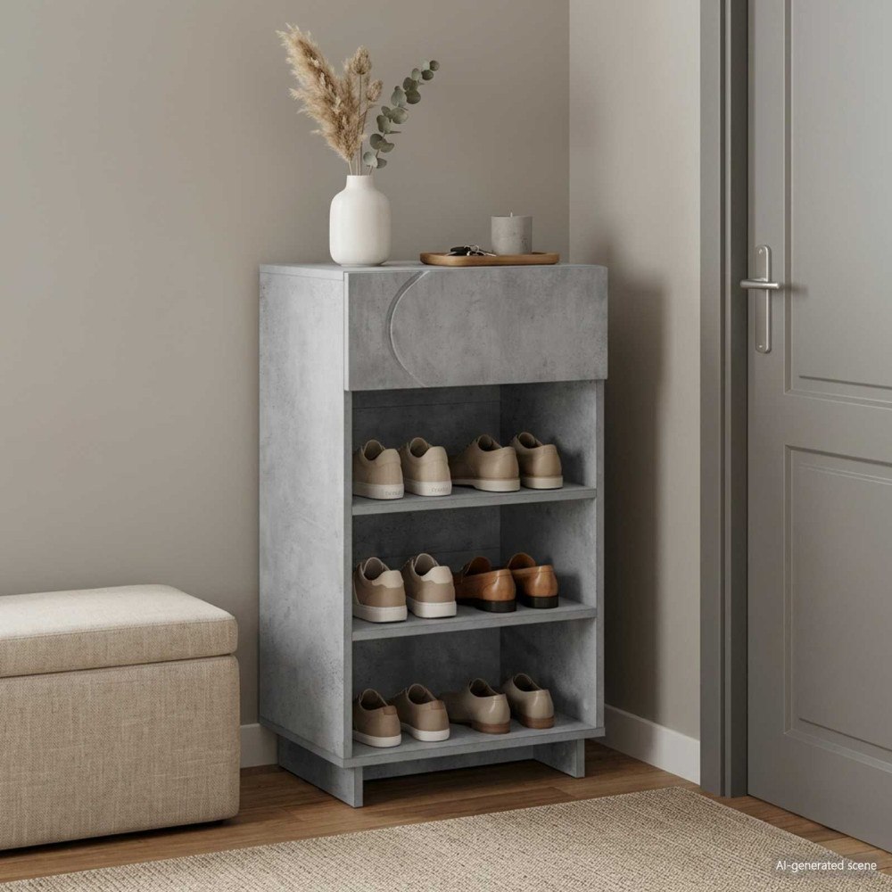 vidaXL Skoskåp 48 x 38 x 87,5 cm Konstruerat trä Betonggrå