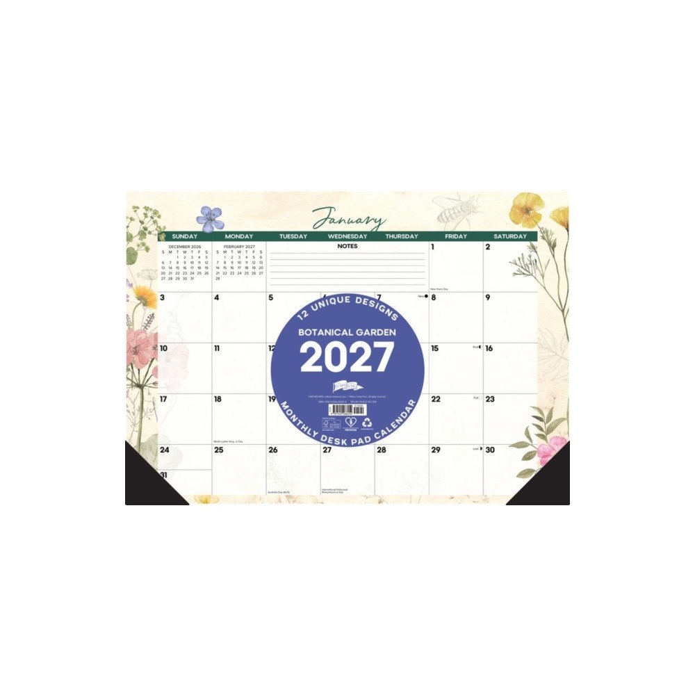 Willow Creek Press Botanical Garden 2027 17" x 12" Monthly Deskpad (häftad, eng)