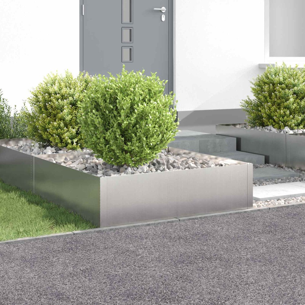 vidaXL Kant för gräsmatta 4 st 100 x 100 x 35 cm Stål Silver
