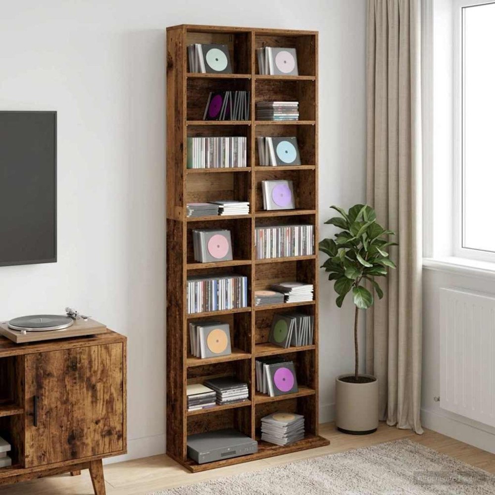 vidaXL CD Skåp Ekträ 65 x 23,5 x 175 cm Konstruerat trä