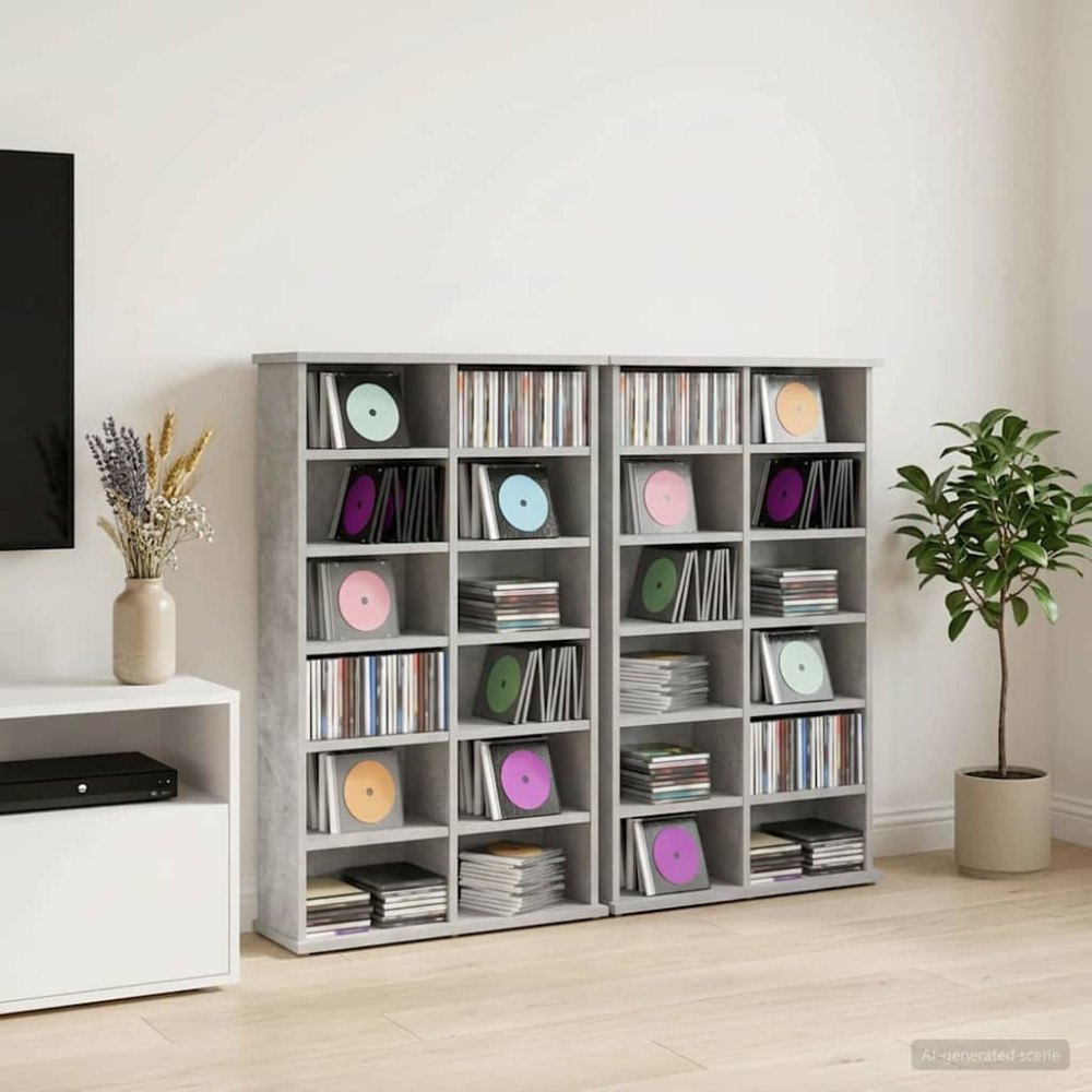 vidaXL CD Skåp 2 st Betonggrå 60 x 17 x 92 cm Konstruerat trä