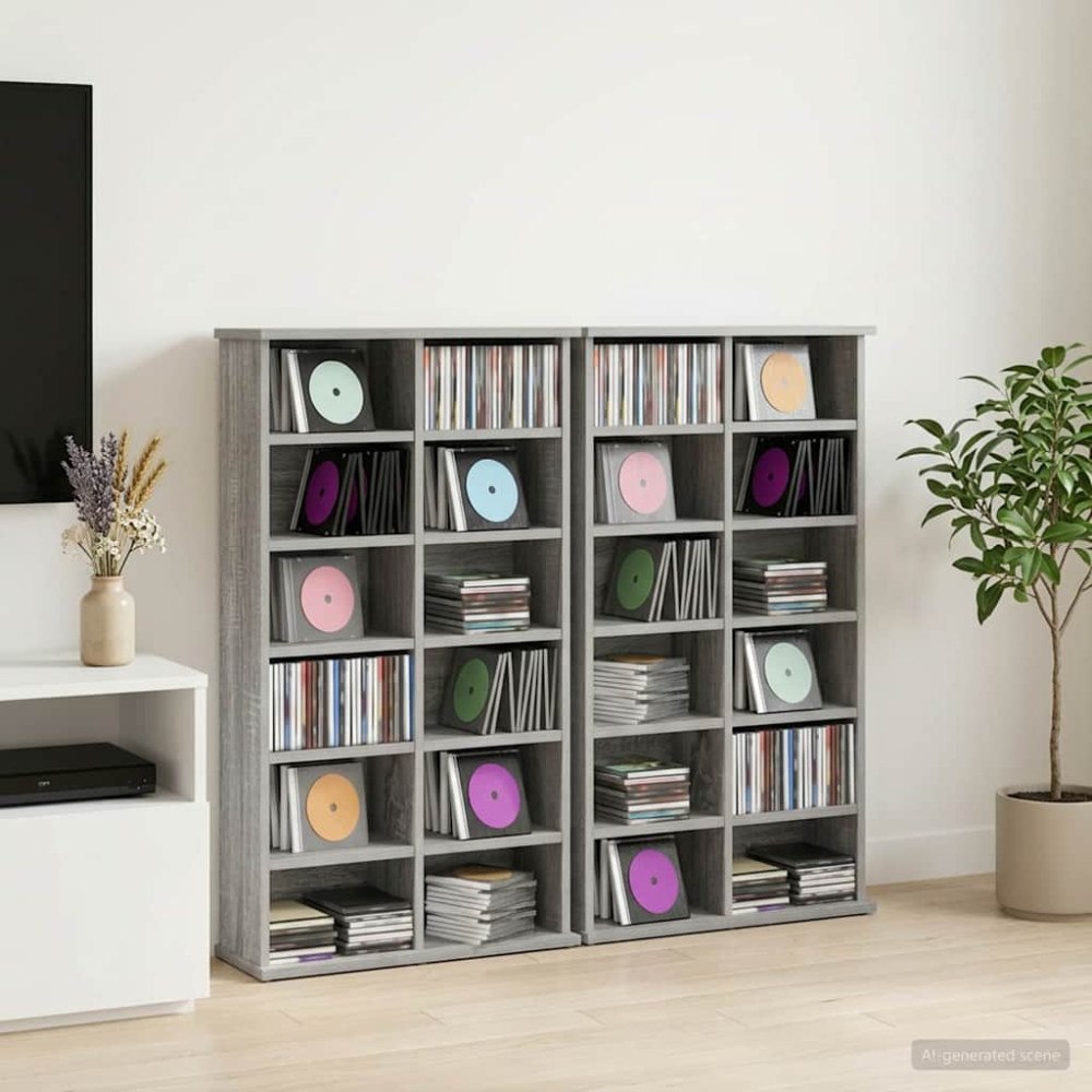 vidaXL CD Skåp 2 st Grå Sonoma 60 x 17 x 92 cm Konstruerat trä