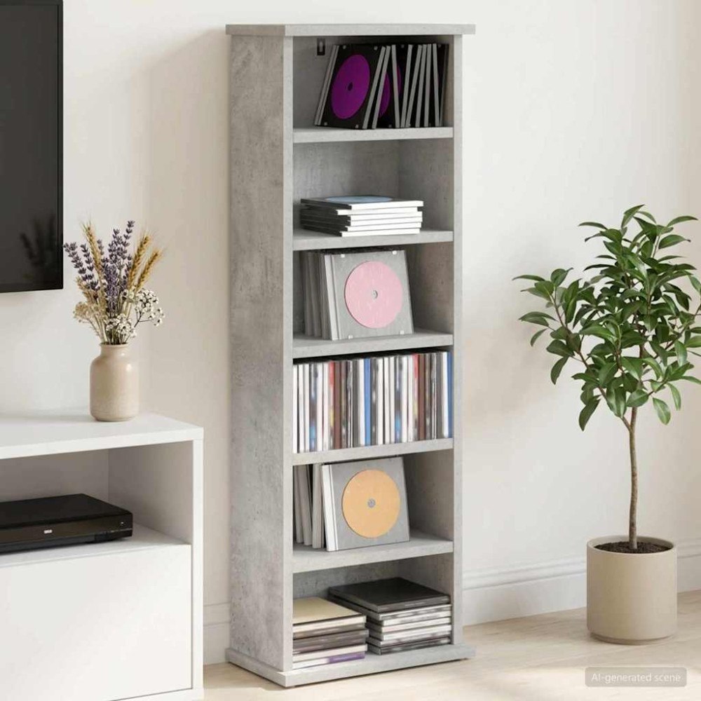 vidaXL CD Skåp Betonggrå 60 x 17 x 92 cm Konstruerat trä