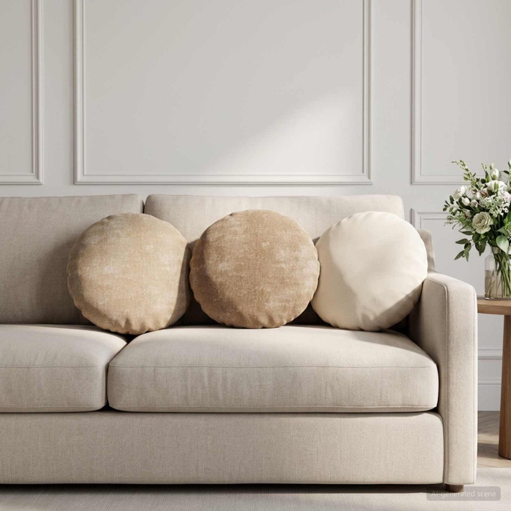 vidaXL Kuddöverdrag 2 st HEERLEN Taupe Ø 40 cm Chenilletyg