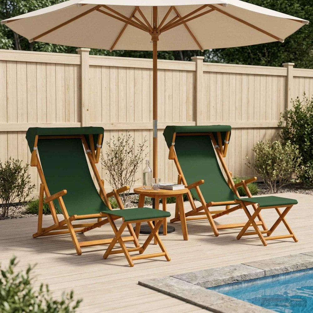 vidaXL Deck Chair 4 st 3 Position Massiv Eukalyptus Trä Grön