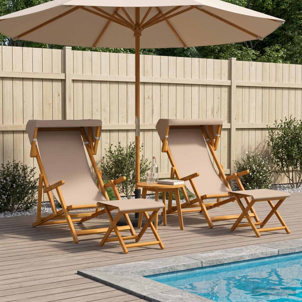 vidaXL Deck Chair 4 st 3 Position Massiv Eukalyptus Trä Taupe