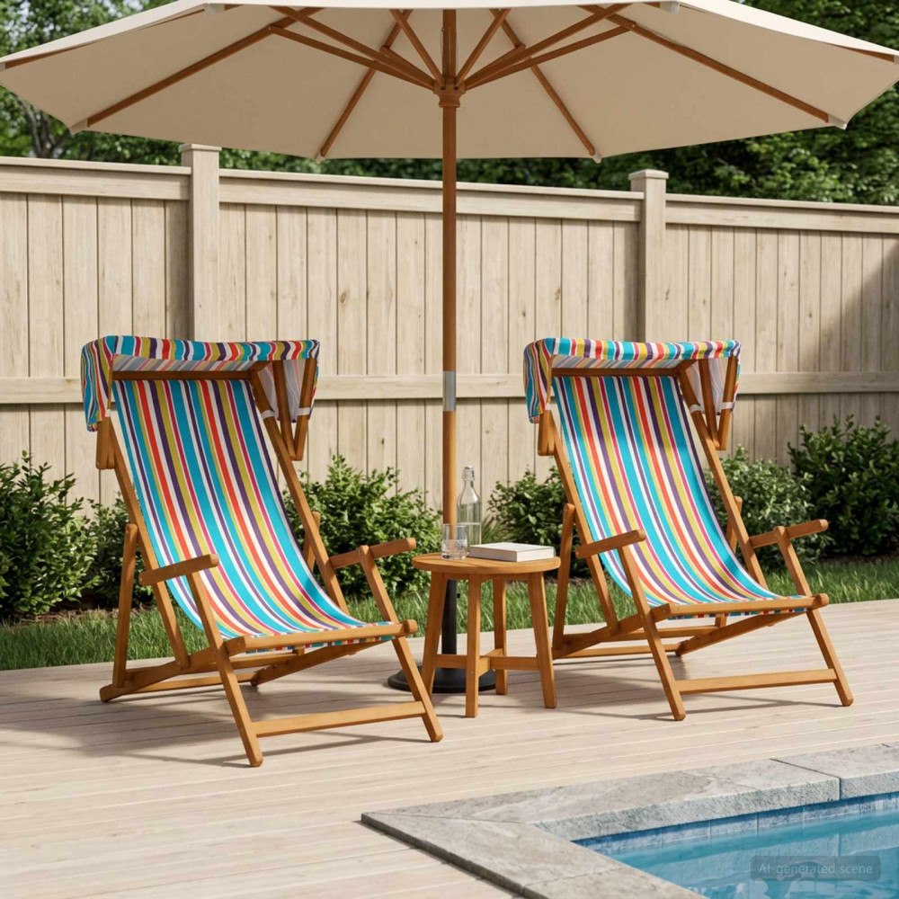vidaXL Deck Chair 2 st 3 Position Massiv Eukalyptus Trä