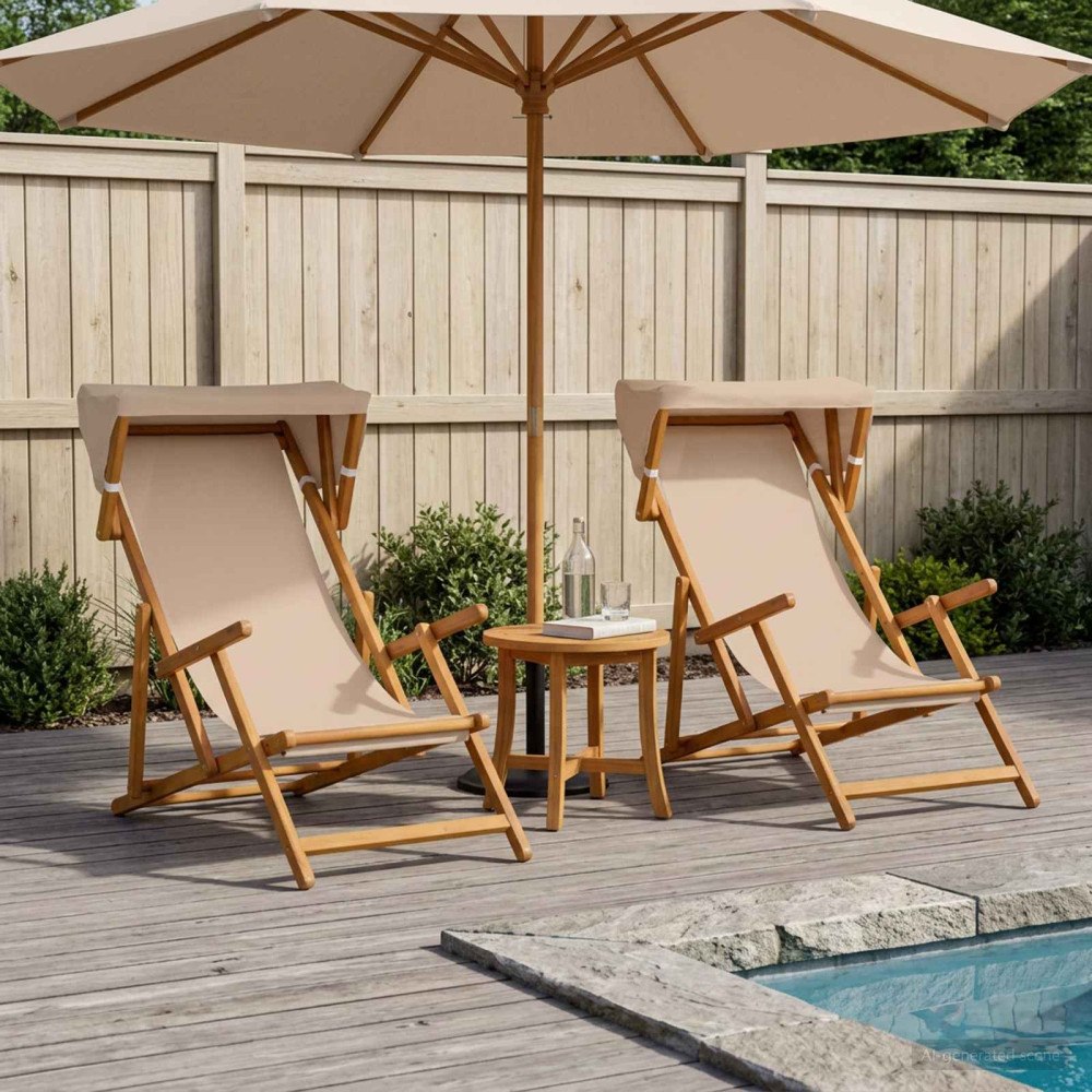 vidaXL Deck Chair 2 st 3 Position Massiv Eukalyptus Trä Taupe
