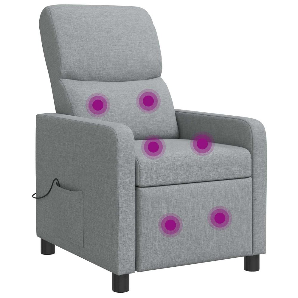 vidaXL Massagefåtölj Ljusgrå Tyg