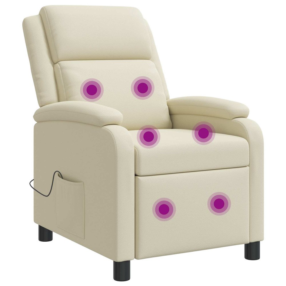 vidaXL Massagefåtölj Gräddvit Konstläder