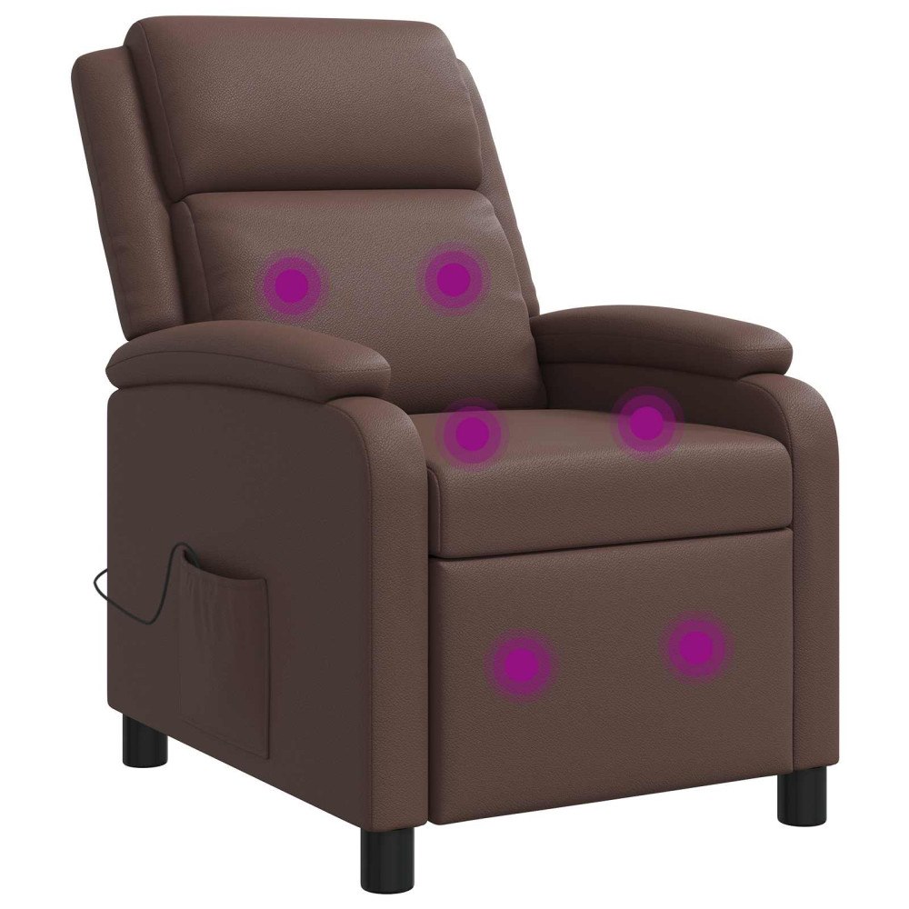 vidaXL Massagefåtölj Brun Konstläder