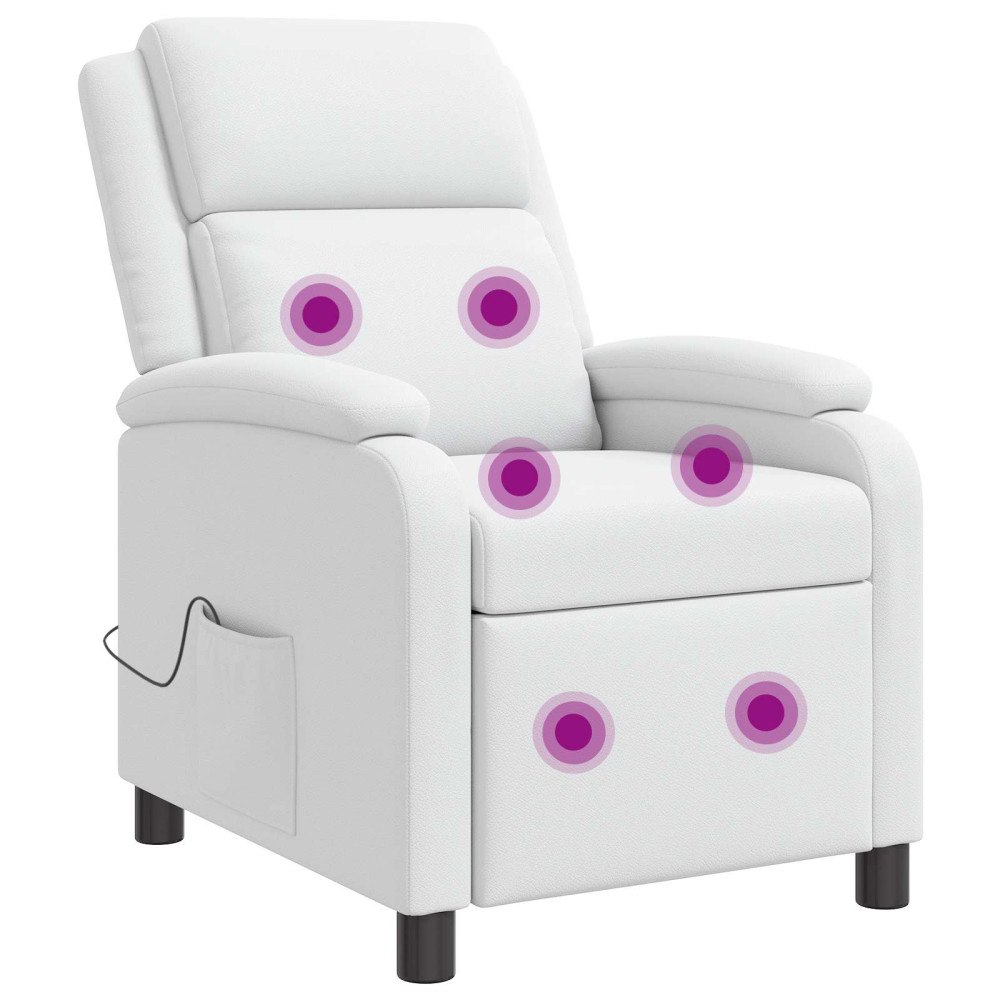 vidaXL Massagefåtölj Vit Konstläder