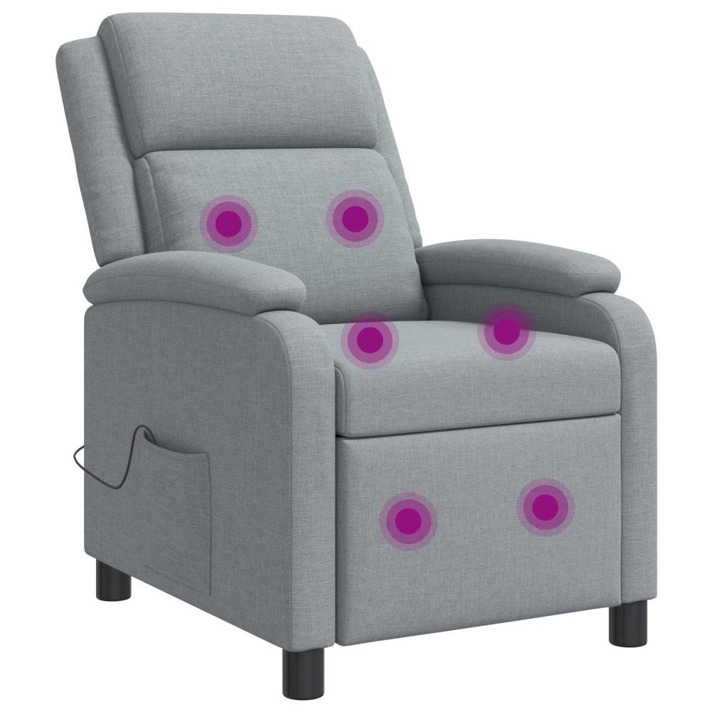 vidaXL Massagefåtölj Ljusgrå Tyg
