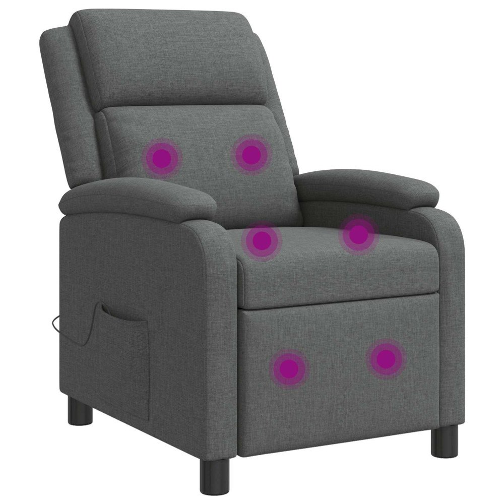 vidaXL Massagefåtölj Mörkgrå Tyg