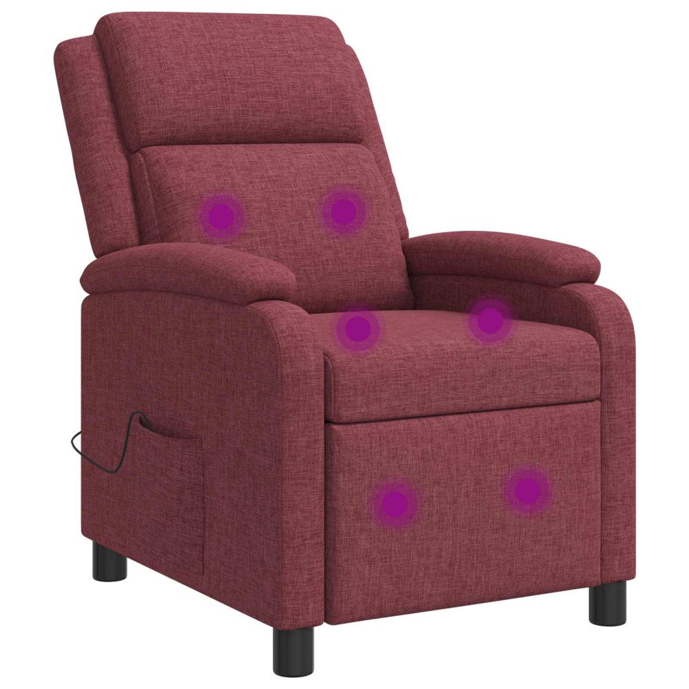 vidaXL Massagefåtölj Vinröd Tyg