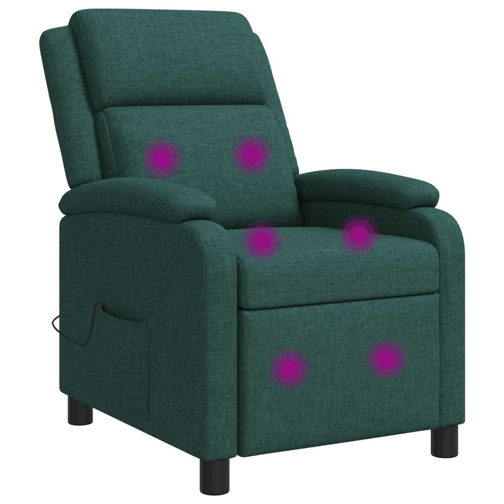 vidaXL Massagefåtölj Mörkgrön Tyg