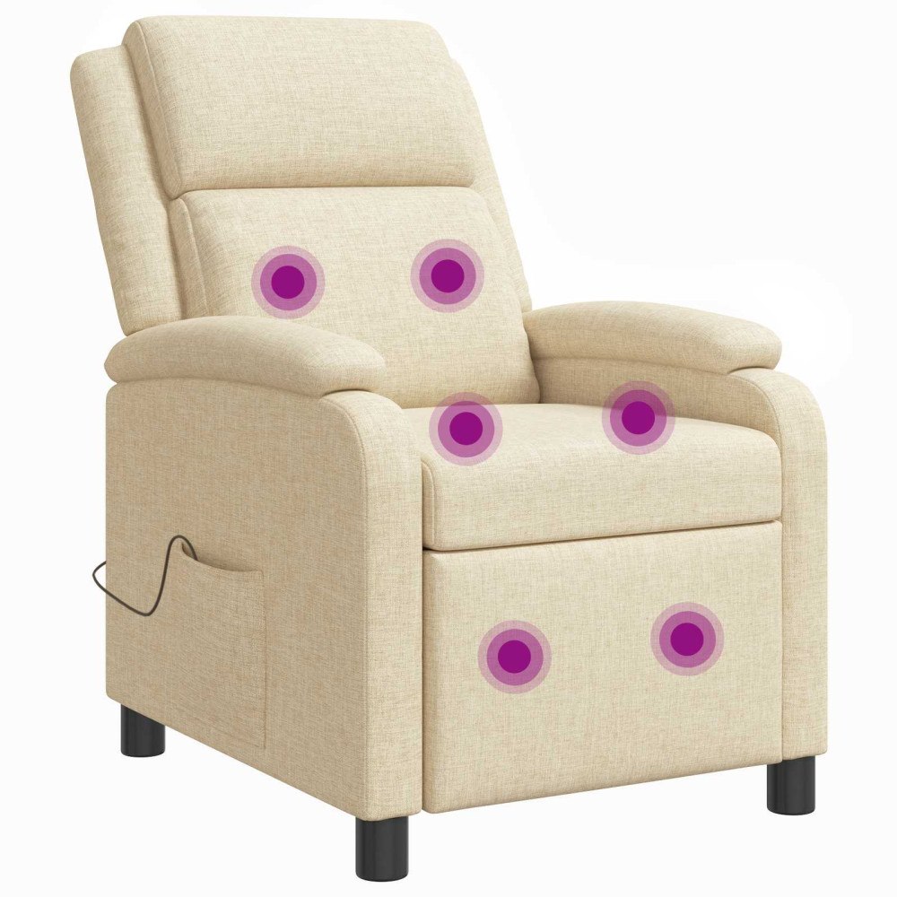 vidaXL Massagefåtölj Gräddvit Tyg