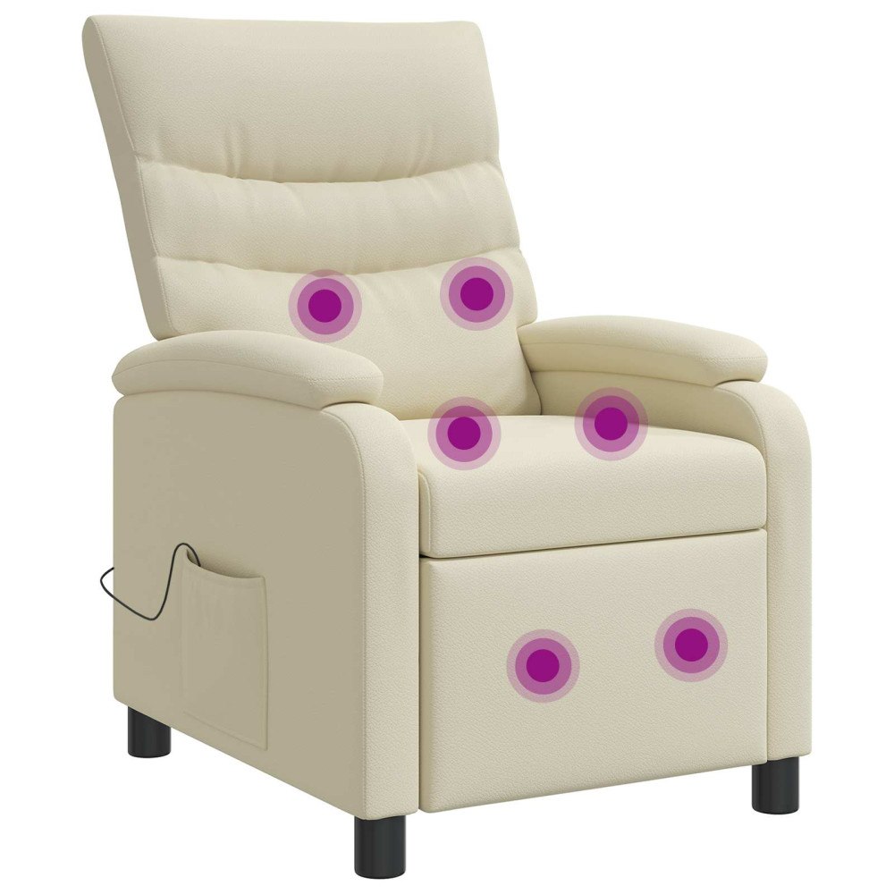 vidaXL Massagefåtölj Gräddvit Konstläder