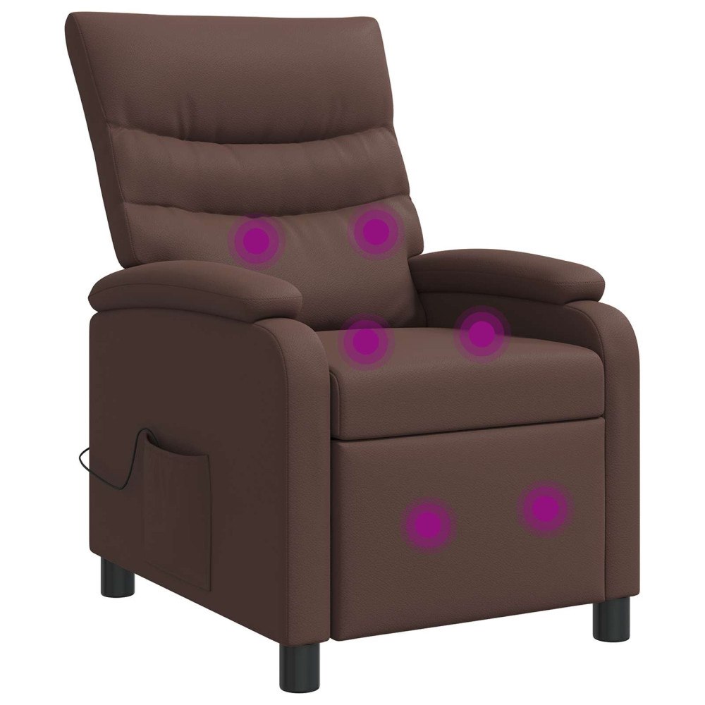 vidaXL Massagefåtölj Brun Konstläder