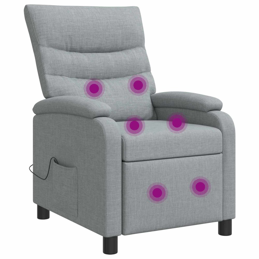 vidaXL Massagefåtölj Ljusgrå Tyg