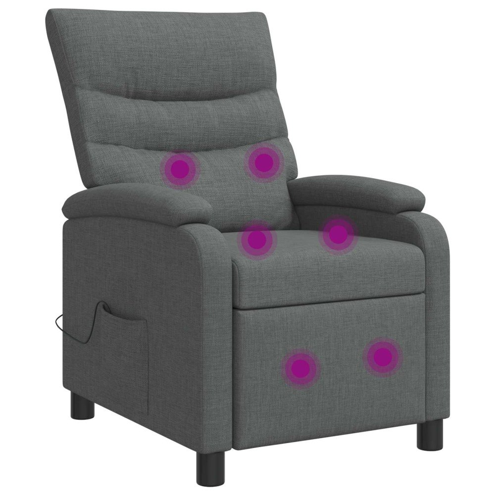 vidaXL Massagefåtölj Mörkgrå Tyg