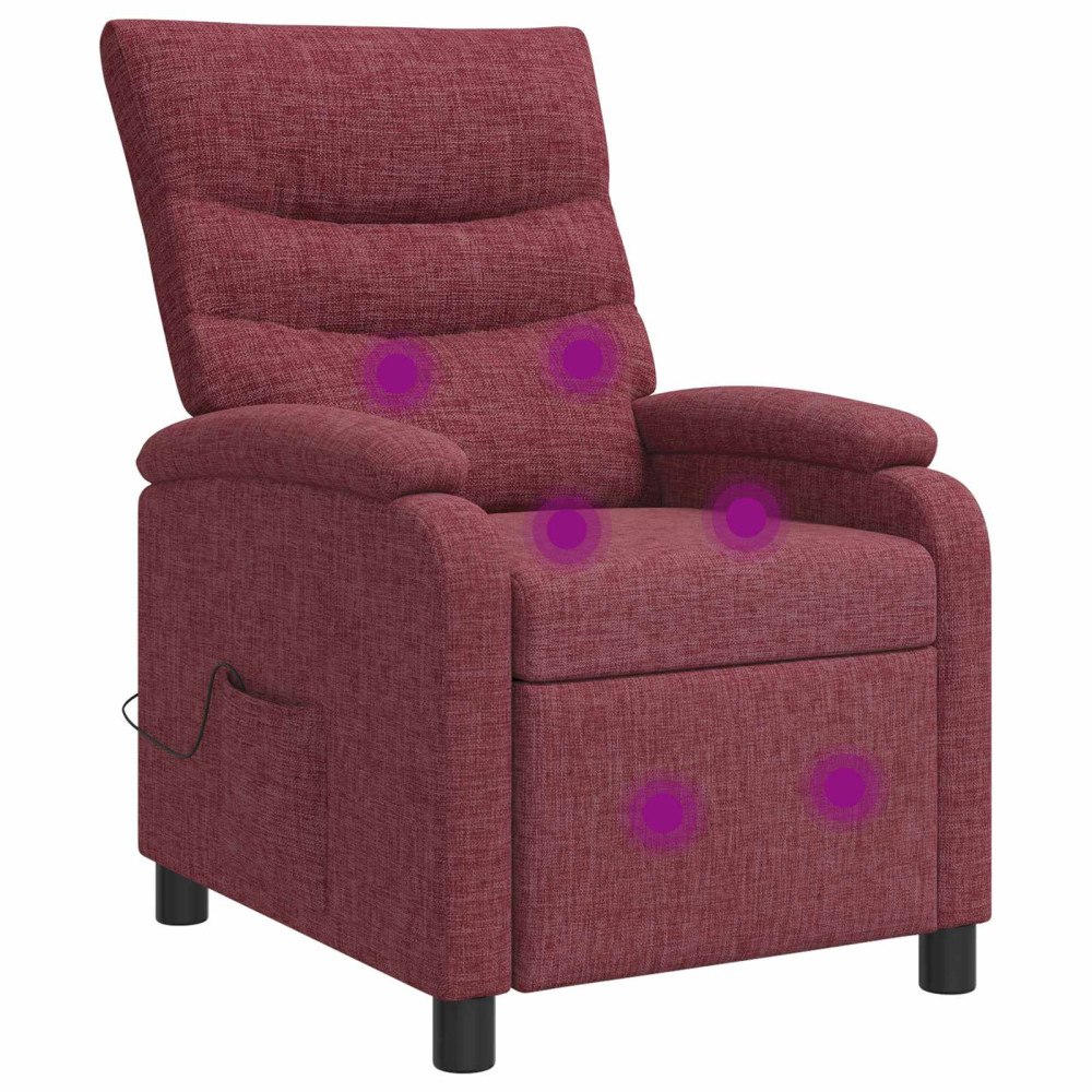 vidaXL Massagefåtölj Vinröd Tyg